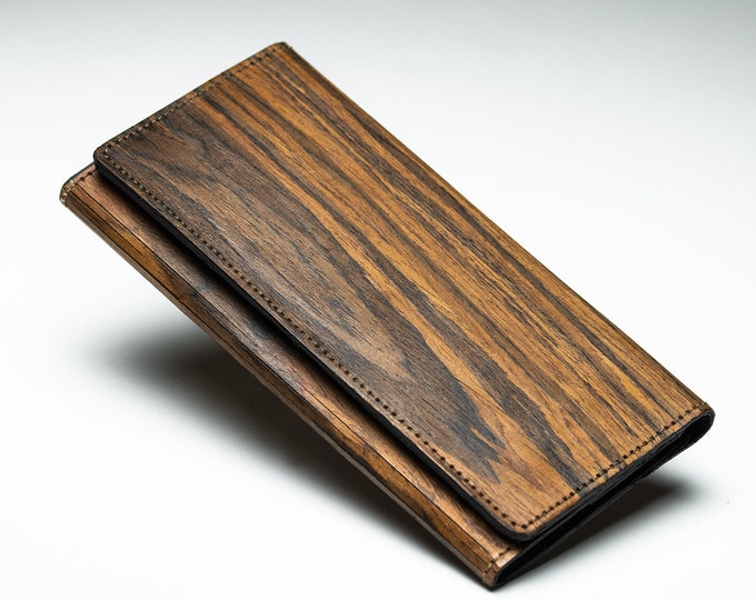 Women's leather -  wooden wallet