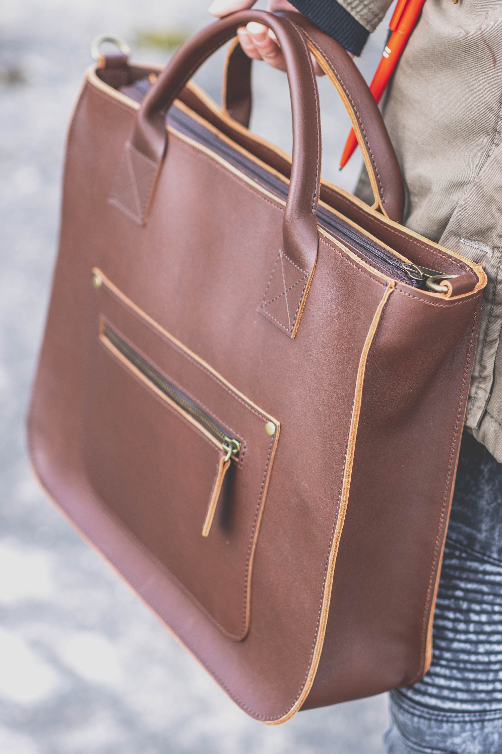 Classic Leather Handbag, Handmade Leather purse, Brown women handbag