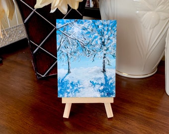 After The Storm Painting 3" x 4" miniature canvas acrylic art by Veronica Hage - hand painted original