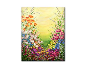 Wildflowers II Series "Enchanting Trail" by Veronica Hage Print of my original acrylic impressionist flower painting Floral art decor print