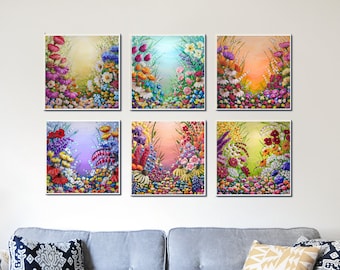 Complete Wildflower Series by Veronica Hage, Set of 6 Prints of my original acrylic impressionist flower paintings - Floral art decor print