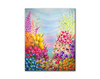 Wildflowers II Series "Delightful Path" by Veronica Hage - Print of my original acrylic impressionist flower painting Floral art decor print