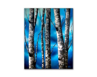 Birch Tree Series - "Birches In February" by Veronica Hage - Print of my original acrylic impressionist painting - landscape decor wall art