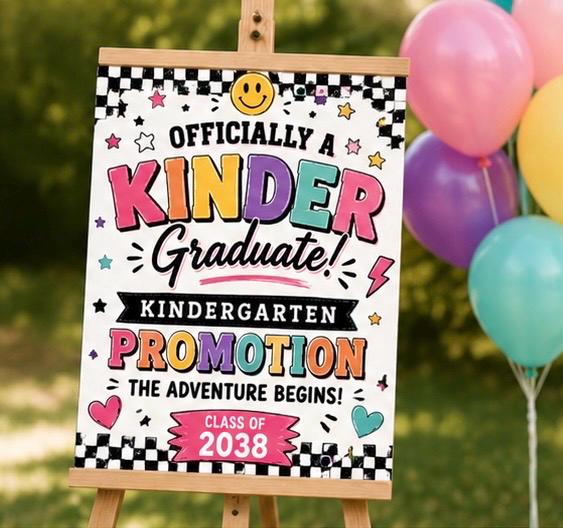 TRENDY PROMOTION SIGNS Kinder, 5th Grade 8th Grade Graduation Posters ...