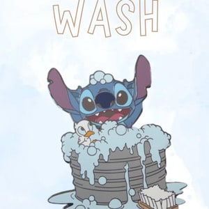 Lilo & Stitch Bathroom Wall Art – Set of 4 Printable Signs