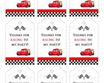 Cars-Themed Geschenkanhänger | Rennauto-Geburtstags-Party-Dekor | Sofort Download