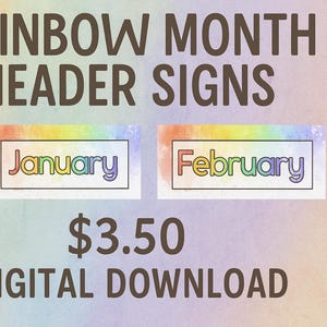 Rainbow Months of the Year Classroom Decor – Printable Calendar Set | Bright Monthly Posters | Colorful Classroom Wall Art