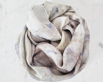 Natural ecoprint silk scarf. Hand-dyed using local Australian foliage and Australian tea leaves. Size 90x90 cm.