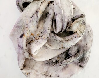 Natural ecoprint silk scarf. Hand-dyed using local Australian foliage. Size 70x70 cm.