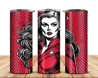 Pop Art Woman in Red Tumbler, insulated tumbler
