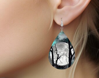 Spooky Moon Sublimation Earrings