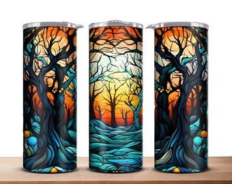Colorful Spooky Forest Tumbler, insulated tumbler