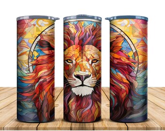 Stainglass Lion, insulated tumbler