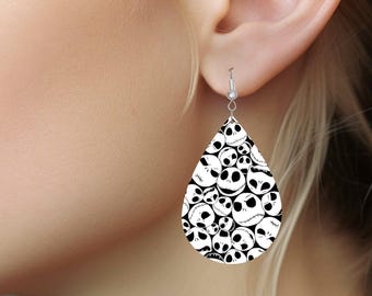 Skeleton Tear Drop Sublimation Earrings
