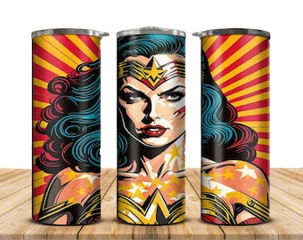 Wonder Woman, Ai Art, 20 oz Tumbler, Tumbler with lid and straw