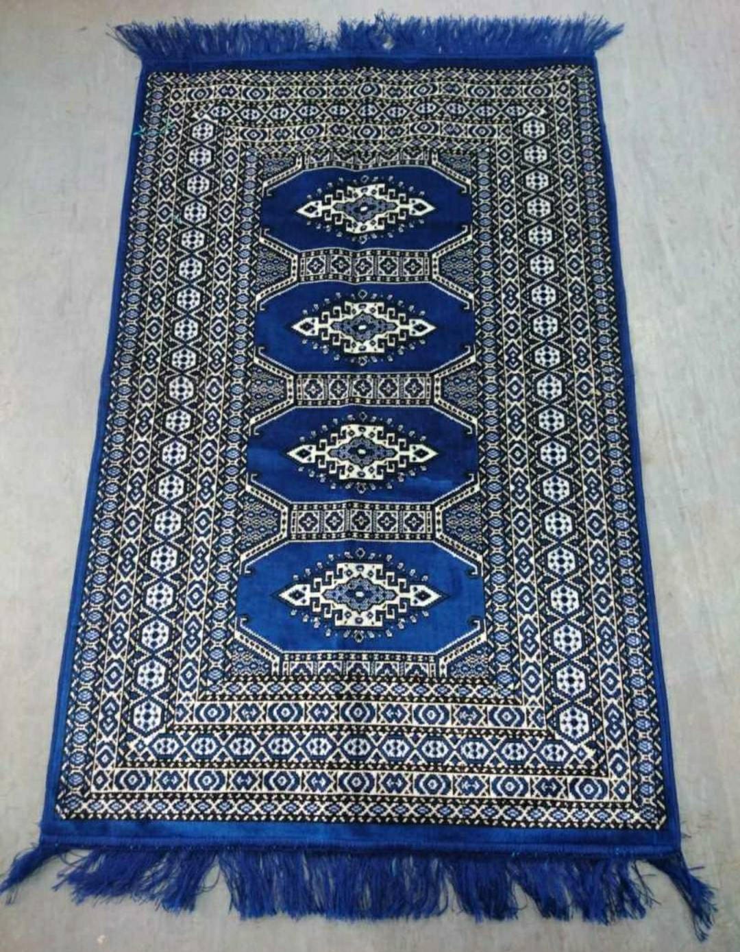 Kilim Tapis Bleu Virginie Machine Faite, Polyester Matière Kilim, Tapis, Kilim Grande, 110 cm 68 cm,