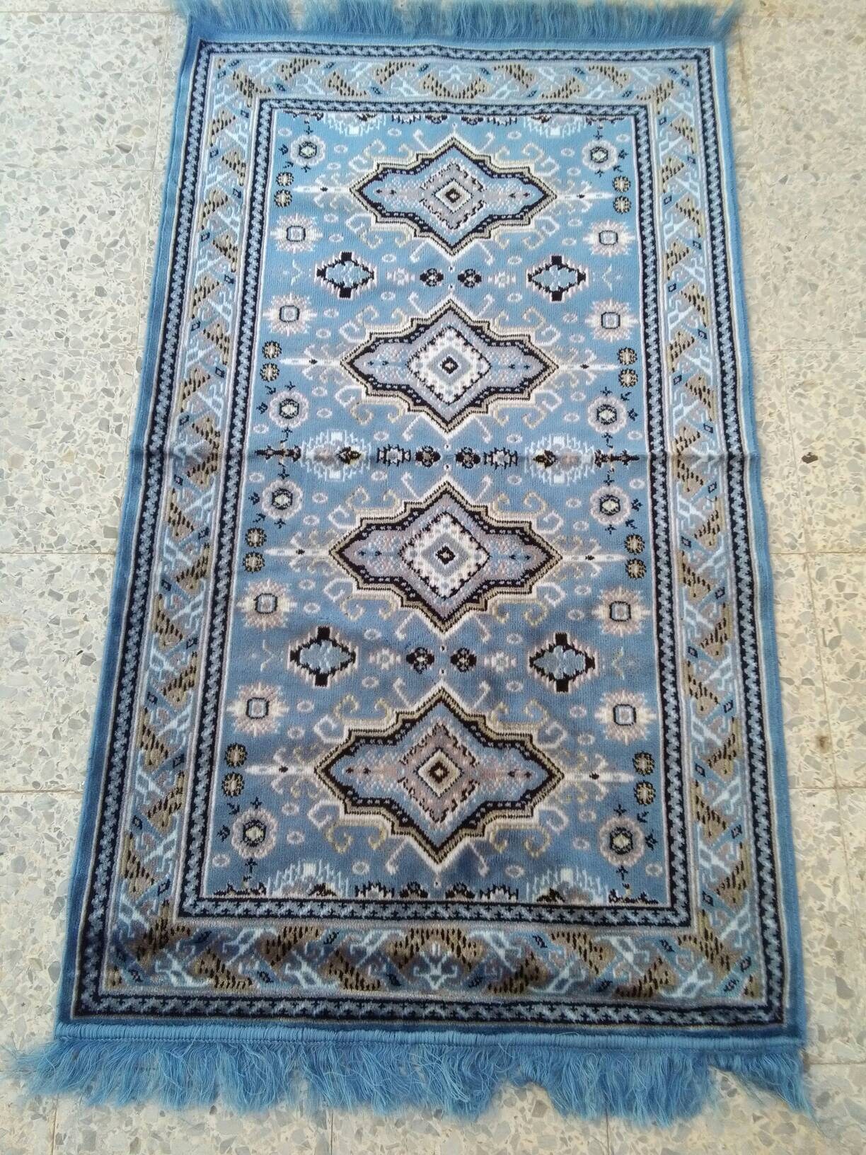 Kilim Tapis Moquettes Virginie Bleu Machine Fait, Polyester Matière Kilim, Tapis, Kilim Grande, 110 