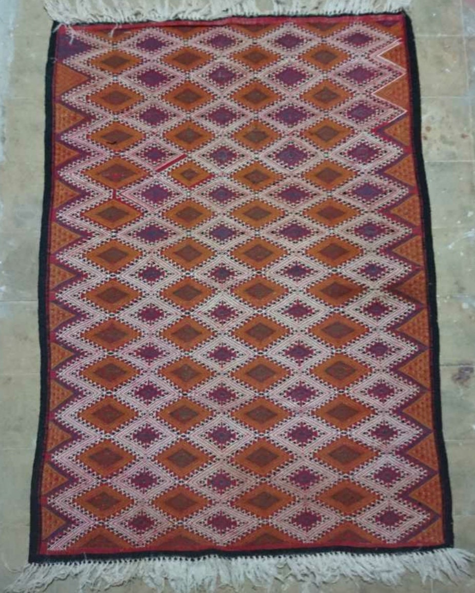 Multicolir Tapis Kilim Kilim Tapis, Fait à La Main, Laines, Tissé Grand Kilim, 155 cm 112 cm,