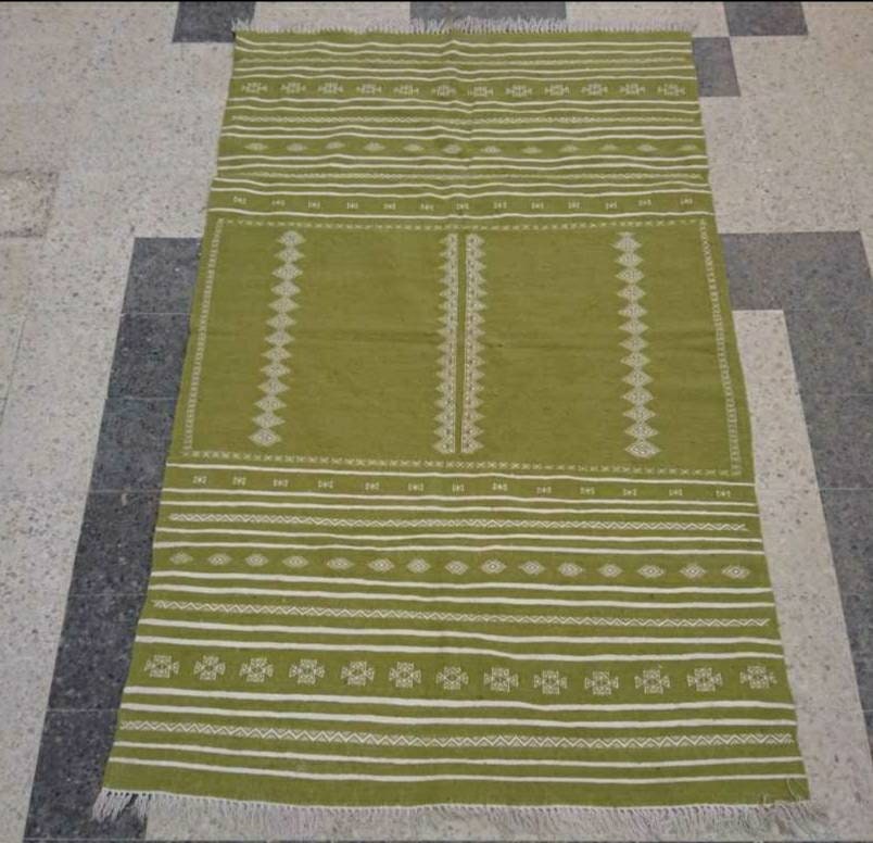 Kilim Tapis Vert Blanc, Kilim Grande Taille à La Main, Laines, Tissé Tapis, Grand 220 cm 140 cm