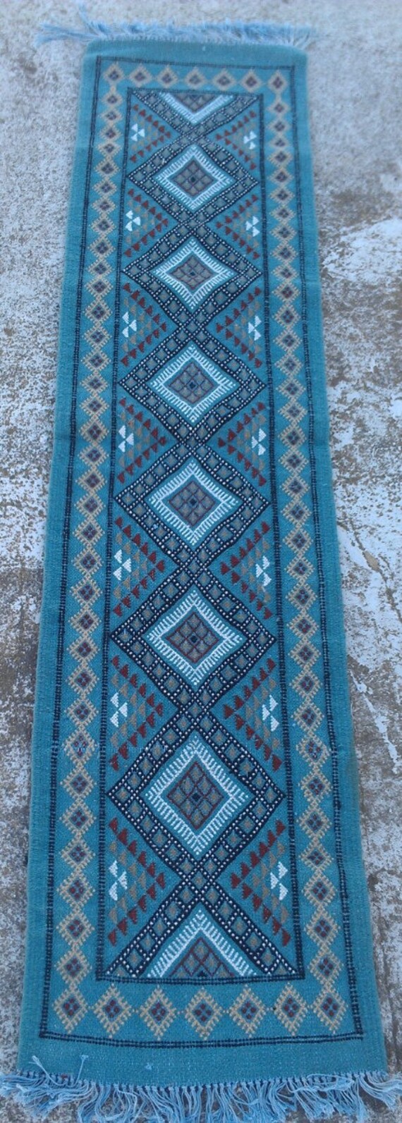 Chemin kilim bleu Rouge