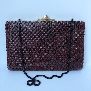 Vintage Maroon Metal Detail Clutch