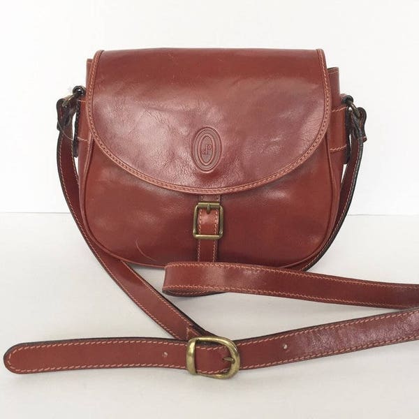 Vintage I Ponti Brown Italian Leather Cross Body Satchel Bag