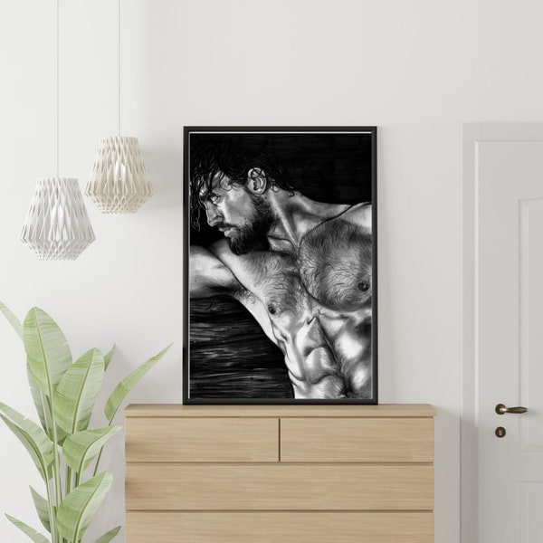 Should Have Known Better Male Nude German Etching Giclee Art Print | Gay Drawing Print Erotic Art Homoerotic Art | Original Artwork Print