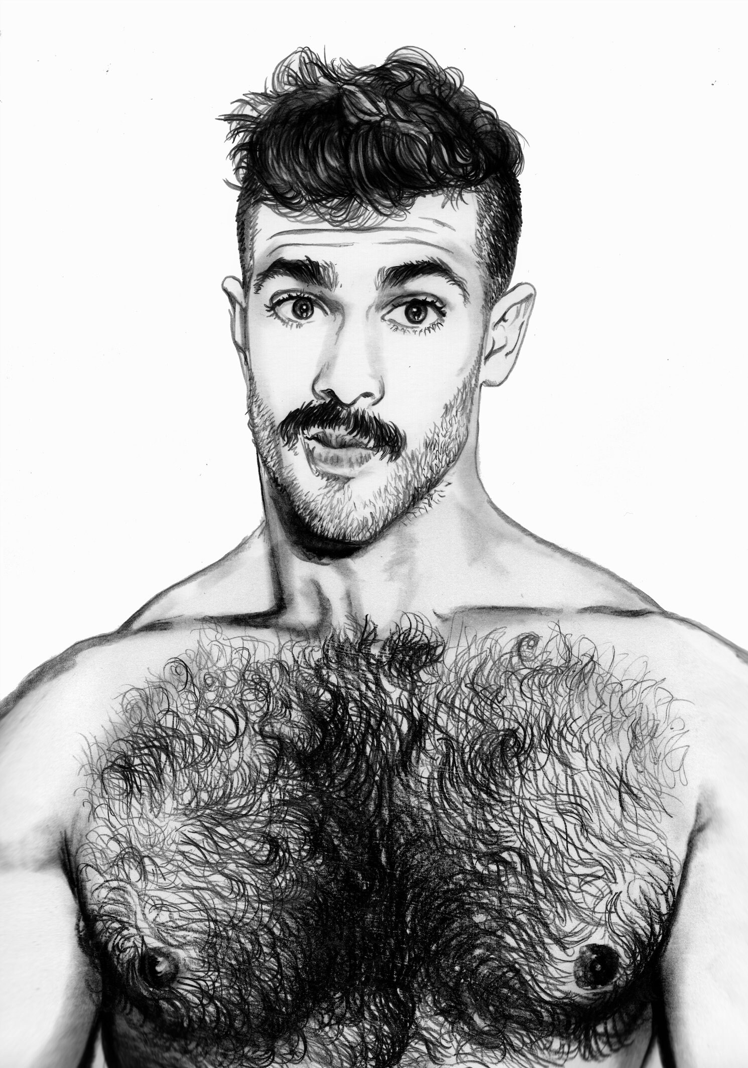 Mauro III Hairy Male Nude Queer German Etching Giclee Art Print Gay ...