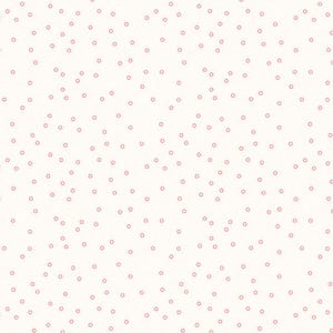 May include: A seamless pattern featuring a cream-colored background scattered with small, evenly spaced, pink circles. The circles are simple, open rings, creating a delicate and airy design. This pattern is suitable for various fabric or paper applications.