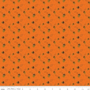 Acorn Fall Fabric: Orange Quilting Cotton by Riley Blake