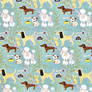 Everyday Pups Fabric - Fat Quarter - Dogs in the Park Cute Animal Fabric - Novelty Dog Fabric - 100% Quilting Cotton