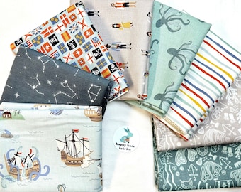 Pirate Fabric 8 Fat Quarter Bundle: Hoist The Sails, Citrus & Mint for Riley Blake