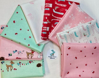 Pixie Noel 2 Christmas Fabric Bundle: 8 Fat Quarters, Pink Quilting Cotton, Riley Blake
