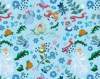 Disney Cinderella Prince Charming Fairy Godmother Wish 100% Cotton Fabric 