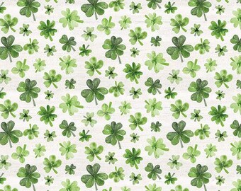 Shamrock Fabric: St. Patrick's Day Clover Print, Quilting Cotton, Riley Bake
