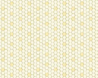 Bumble and Bear Honeycomb on Cream - by Sandy Gervais for Riley Blake - Bee Fabric - 100% Quilting Cotton - Cut by the Yard
