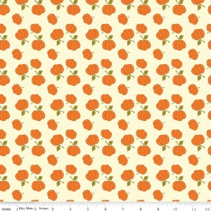Autumn Pumpkins Fabric on Cream: Riley Blake 100% Quilting Cotton