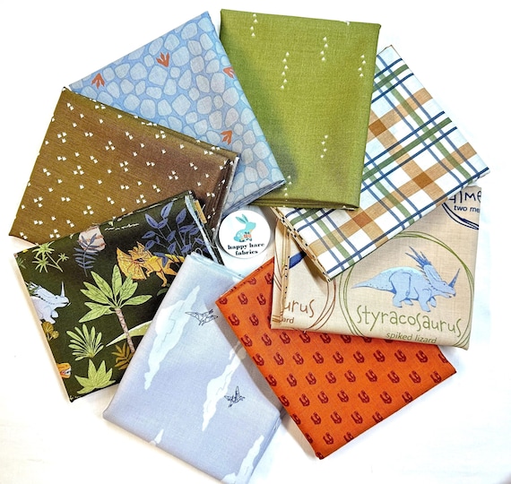 Dinosaur Fabric Fat Quarter Bundle: Cretaceous Riley Blake Quilting Cotton