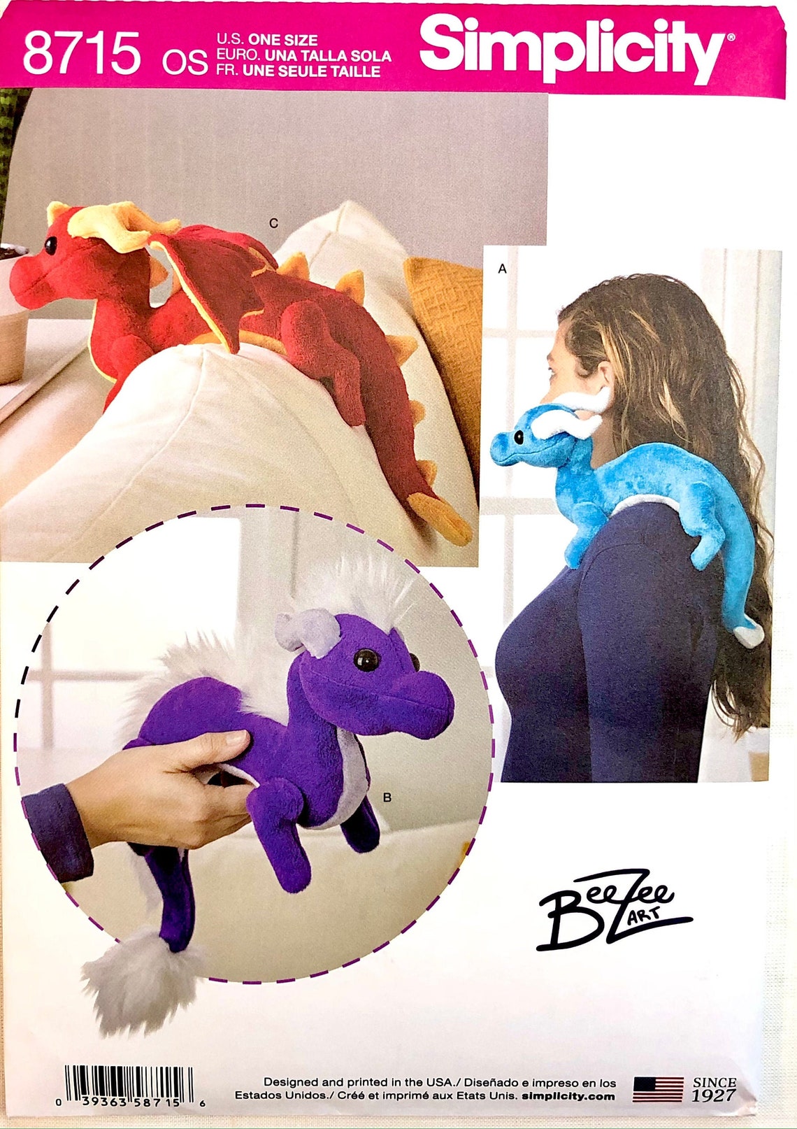 Simplicity Pattern 8715 Stuffed Dragons by BeeZee Art | Etsy