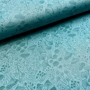 Mushroom and Fungi on Teal Fabric - Enchanted Fabric - Lewis and Irene Fabric - 100% Quilt Cotton - Cut To Size