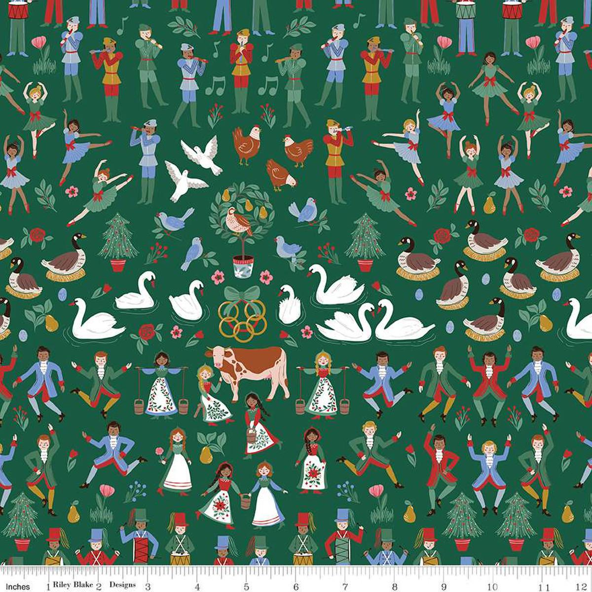 A Pear-fect Christmas Fabric - 12 Days Of Christmas Fabric - By Cayla Naylor for Riley Blake - Cut to Size - 100% Quilting Cotton