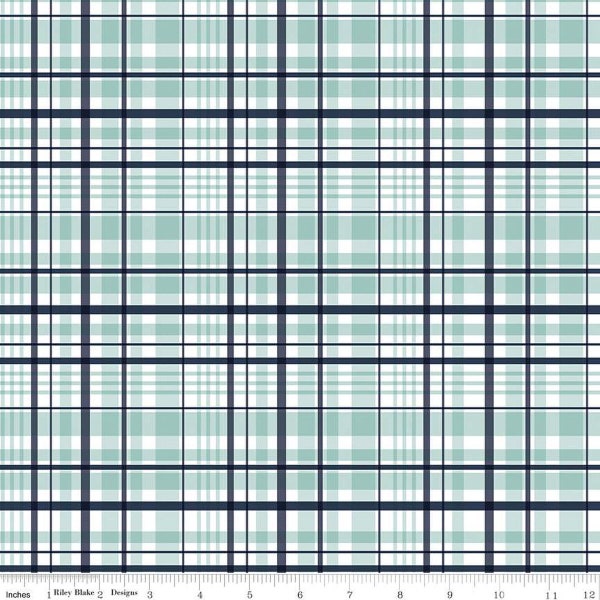 It's a Boy Plaid Aqua by Riley Blake - Baby Boy Quilt Fabric - Baby Boy Gift - Nursery Fabric - Cut by the Yard - 100% Quilting Cotton