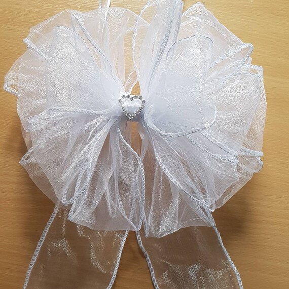Large Wedding Bows White or Ivory Layered Organza Ribbon Bows Etsy