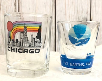 Vintage Chicago St. Barths Shot Glass Your Choice Chicago Rainbow St. Barts Father's Day Gift Man Cave Barware Vintage Poker Night