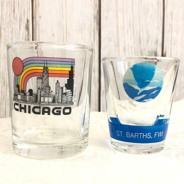 Vintage Chicago St. Barths Shot Glass Your Choice Chicago Rainbow St. Barts Father's Day Gift Man Cave Barware Vintage Poker Night