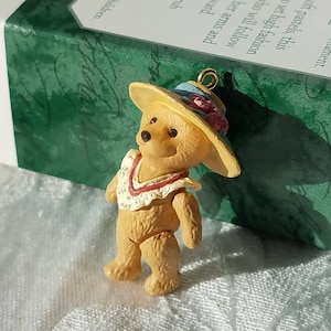 Vintage Miniature Hallmark Keepsake Teddy Bear Style Series Ornament, Girl Teddy Bear Hallmark Christmas Ornament Vintage Holiday Decoration