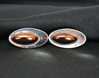 Vintage Silver tone Copper Brown Cuff Links, Anson Vintage Cuff Links, Gift for Him, Costume Jewelry  Men, Modernist Cuff-Links Father Dad