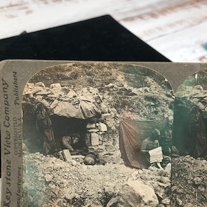 Antigua Keystone View Company Militar WWI Stereoview Card Soldiers Carre Wood World I France Militaria American Expeditionary Force