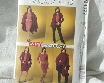 Easy McCalls Sewing Pattern M4977, Misses Petite Fringed Cape Pattern, Jacket, Top, skirt and Pants Size Y Xsm Sml Med 2005