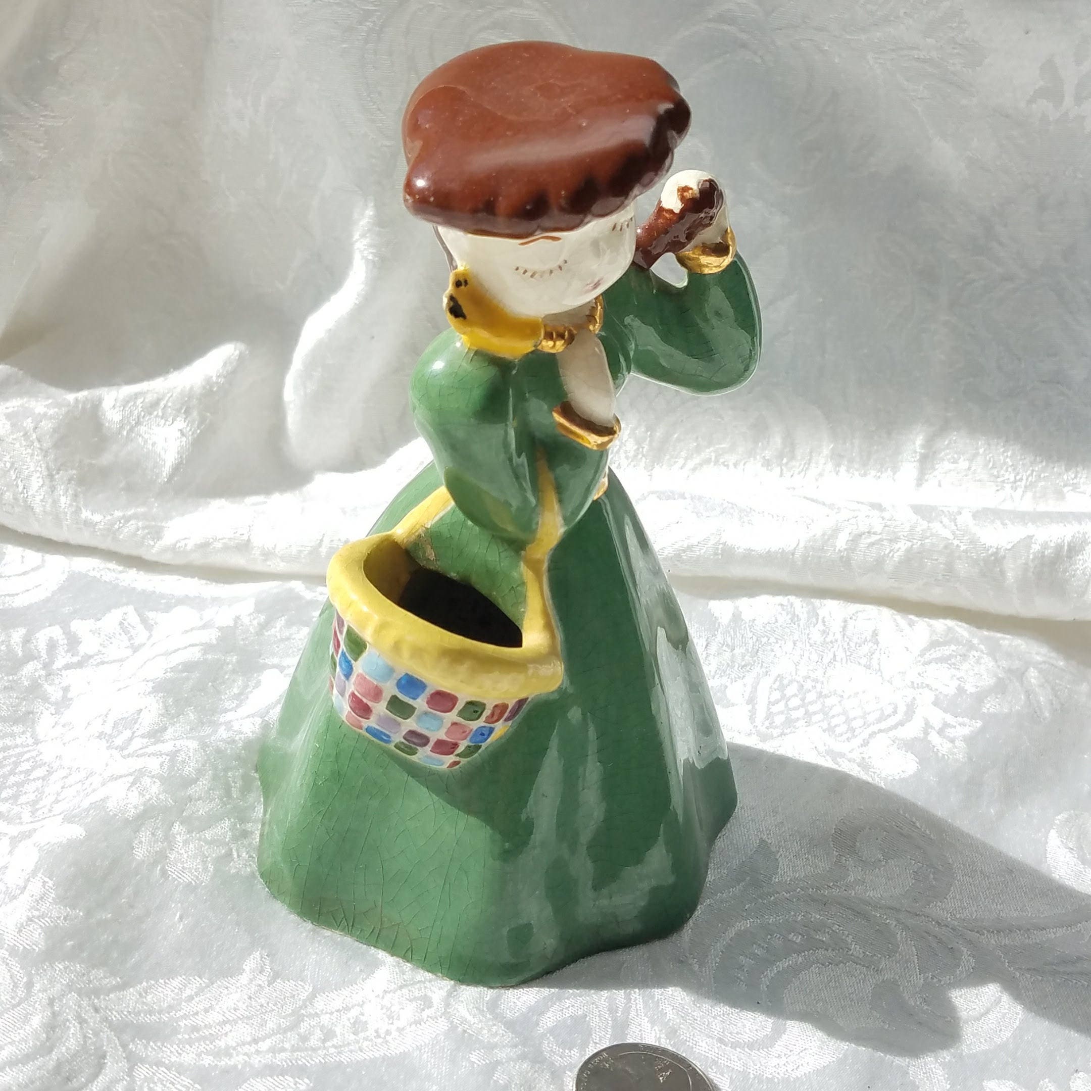 Vintage Girl Planter Figurine Mid Century Lady Figurine Etsy